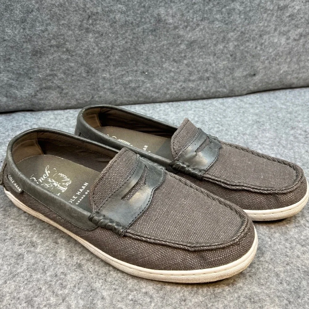 Cole Haan Pinch Maine Classic Loafers Men's Gray Canvas Leather Penny Loafers 10